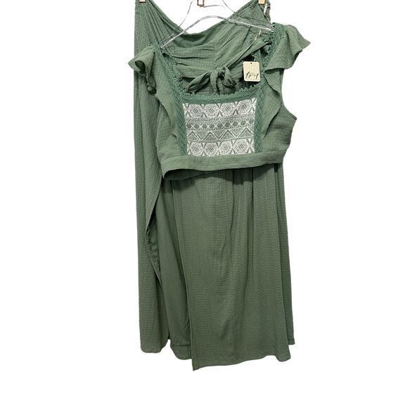 Free People Womens Size L County Line Crop Top Maxi Skirt Set Light‎ Green NWT - Picture 2 of 8